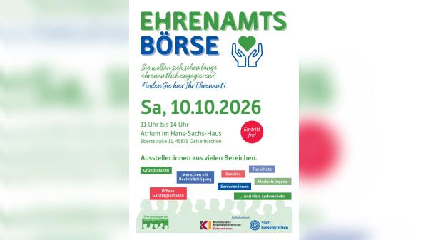 Plakat zur Ehrenamtsbörse am 10.10.2026 im Hans-Sachs-Haus